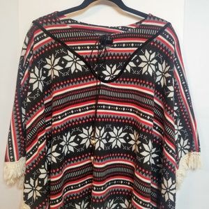 ❤ Earthbound Trading Co. BOHO Aztec Print Poncho